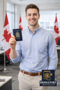 Square Male holding passport